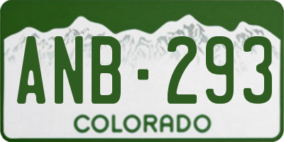 CO license plate ANB293