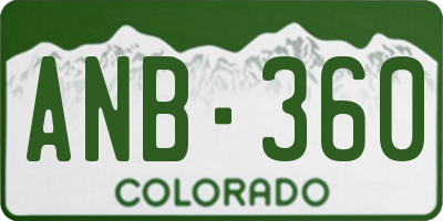 CO license plate ANB360