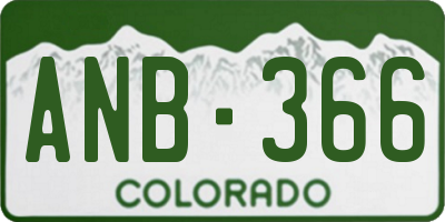 CO license plate ANB366
