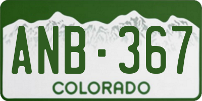 CO license plate ANB367