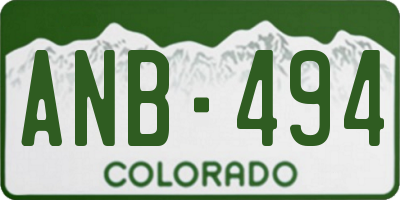 CO license plate ANB494