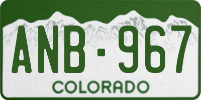 CO license plate ANB967