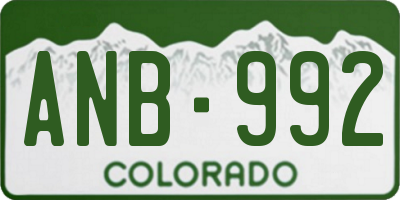 CO license plate ANB992