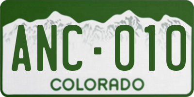 CO license plate ANC010
