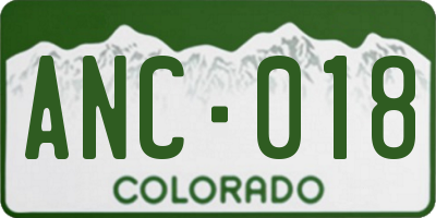 CO license plate ANC018