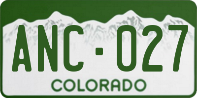 CO license plate ANC027