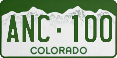 CO license plate ANC100