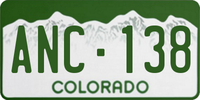 CO license plate ANC138
