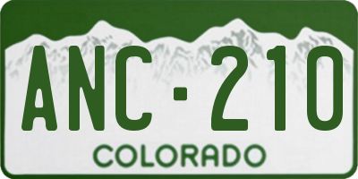 CO license plate ANC210