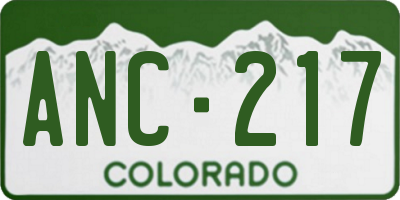 CO license plate ANC217
