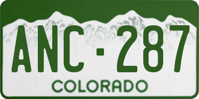 CO license plate ANC287