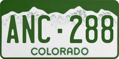 CO license plate ANC288