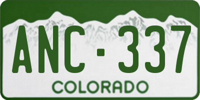 CO license plate ANC337