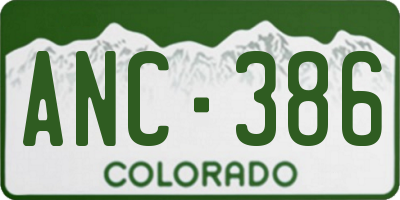 CO license plate ANC386