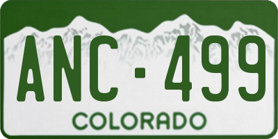 CO license plate ANC499