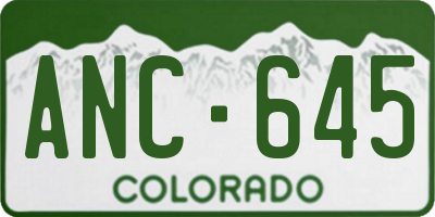 CO license plate ANC645