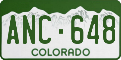 CO license plate ANC648
