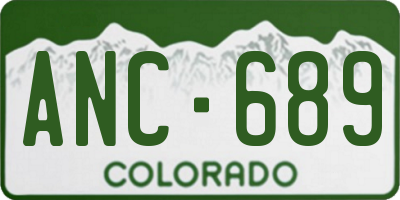 CO license plate ANC689