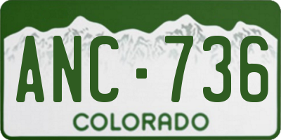 CO license plate ANC736
