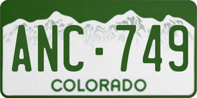CO license plate ANC749