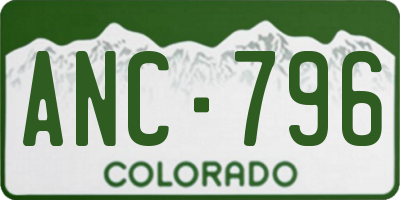 CO license plate ANC796
