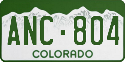 CO license plate ANC804