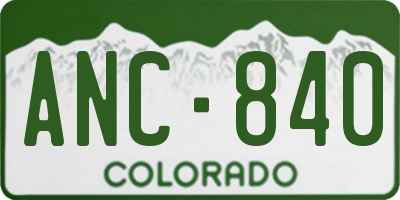 CO license plate ANC840