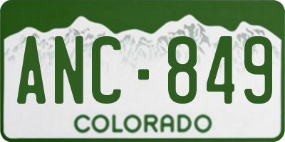 CO license plate ANC849