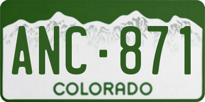 CO license plate ANC871
