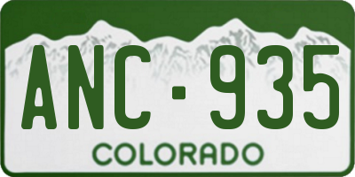 CO license plate ANC935