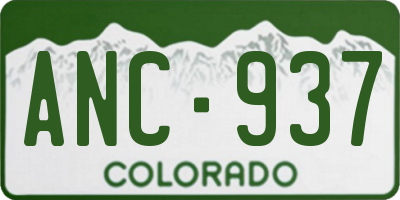CO license plate ANC937
