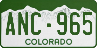 CO license plate ANC965