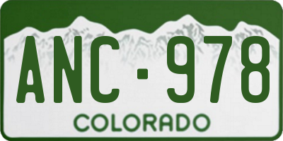 CO license plate ANC978