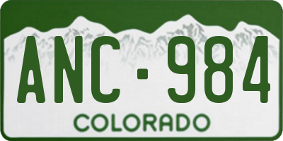 CO license plate ANC984