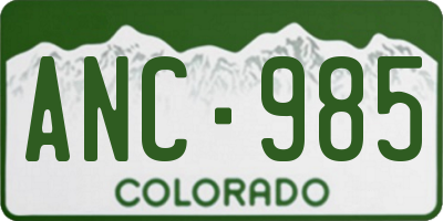 CO license plate ANC985