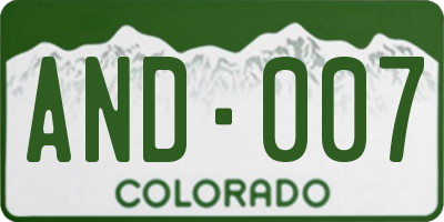 CO license plate AND007