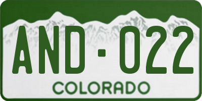 CO license plate AND022