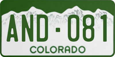 CO license plate AND081