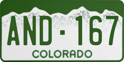 CO license plate AND167