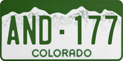 CO license plate AND177