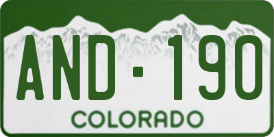 CO license plate AND190