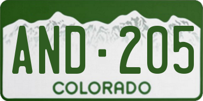 CO license plate AND205