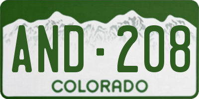 CO license plate AND208