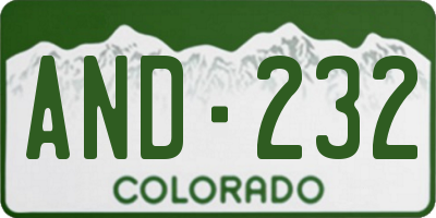 CO license plate AND232