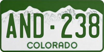 CO license plate AND238