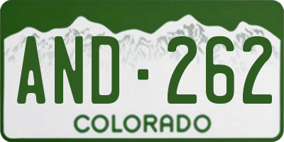 CO license plate AND262