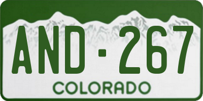 CO license plate AND267