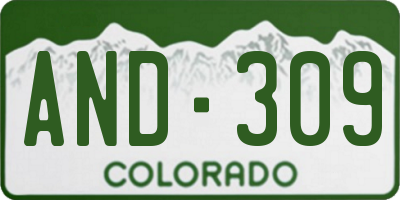 CO license plate AND309