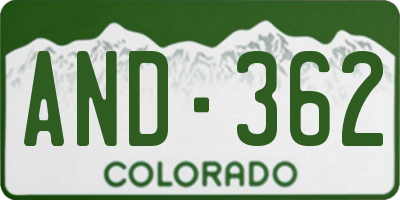 CO license plate AND362