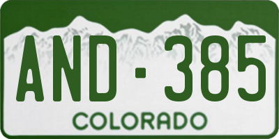 CO license plate AND385